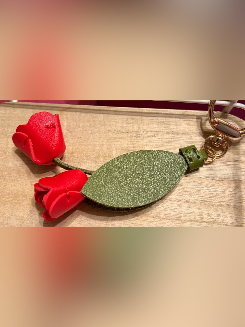 Red Rose Purse Charm / Keychain NEW!